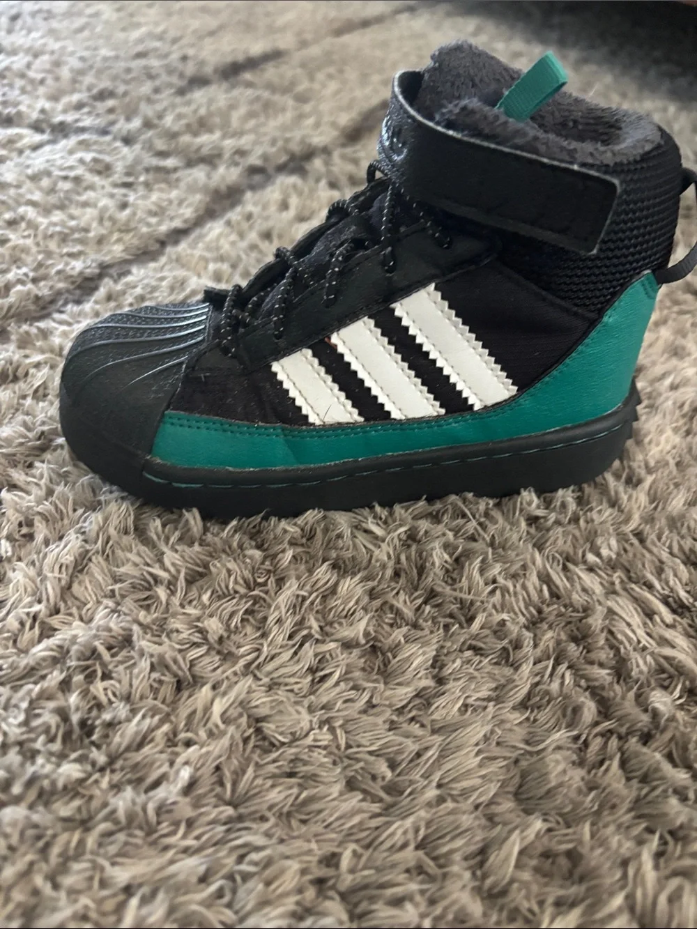 adidas Kids Black and Green Snow Boots